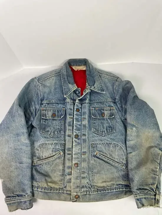 Vintage 1970s JCPenney Indigo Super Denim Quilt Lined Trucker Jacket - Picture 1 of 14